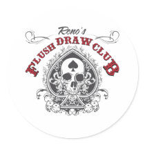 Flush Draw Club Round Stickers