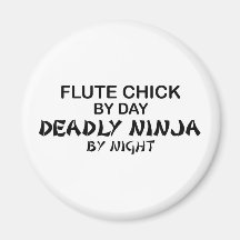 Flute Chick Deadly Ninja by Night Refrigerator Magnet