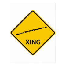 Flute Crossing Highway Sign Post Card