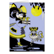 Flutist and the Monkey Greeting Cards