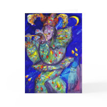 FLUTIST IN BLUE / Venetian Carnival Night Greeting Card