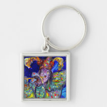 FLUTIST IN BLUE / Venetian Carnival Night Keychains