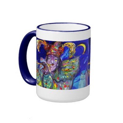 FLUTIST IN BLUE / Venetian Carnival Night Coffee Mugs by bulgan_lumini