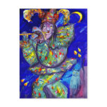 FLUTIST IN BLUE / Venetian Carnival Night Postcards