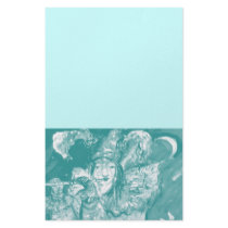 FLUTIST IN BLUE / Venetian Carnival Night Personalized Stationery