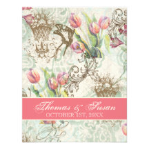 Flutterbyes 'n Tulips Elegant Wedding Invitation