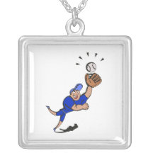 fly ball blue personalized necklace