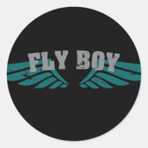 Fly Boy Round Stickers