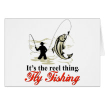 Fly fisherman fishing catching trout fly rod reel greeting cards