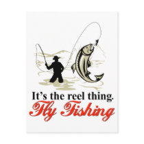 Fly fisherman fishing catching trout fly rod reel post cards