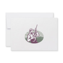 Fly Fisherman Fishing Retro Woodcut Personalized Invitation