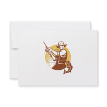 Fly Fisherman Fishing Retro Woodcut Personalized Invite