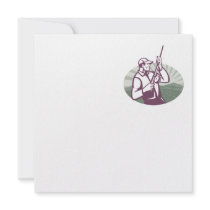 Fly Fisherman Fishing Retro Woodcut Custom Invitation