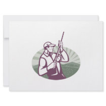 Fly Fisherman Fishing Retro Woodcut Invites