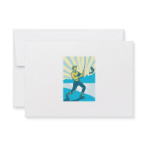 Fly Fisherman Fishing Retro Woodcut Personalized Invitation
