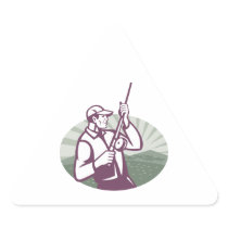 Fly Fisherman Fishing Retro Woodcut Stickers