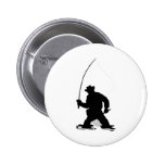 fly fisherman fishing silhouette buttons