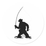 fly fisherman fishing silhouette stickers