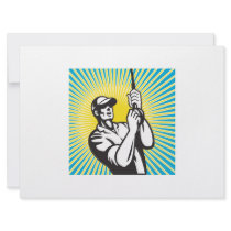 Fly Fisherman Reel Retro Woodcut Custom Announcements