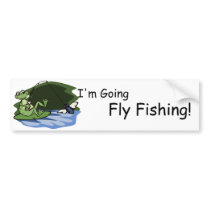 Fly Fishing Frog Bumper Sticker