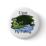 Fly Fishing Frog Button