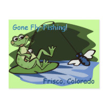 Fly-Fishing Frog Postcard