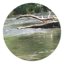 Fly Fishing in Dry Run Creek, Arkansas Round Sticker