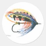 Fly Fishing Lure Art Round Sticker