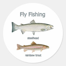 Fly Fishing Rainbow Trout - Steelhead Round Sticker