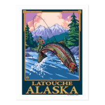 Fly Fishing Scene - Latouche, Alaska Post Card