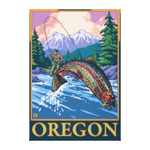 Fly Fishing Scene- Vintage Travel Poster Canvas Prints