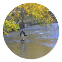 Fly Fishing Round Sticker