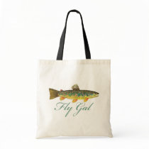 Fly Fishing Woman Canvas Bags