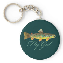 Fly Fishing Woman Keychain