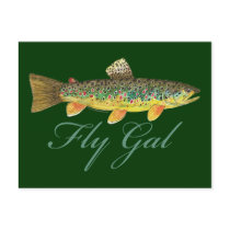 Fly Fishing Woman Postcards