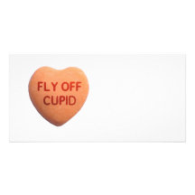 Fly Off Cupid Orange Candy Heart Picture Card