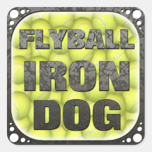 Flyball Iron Dog Square Stickers
