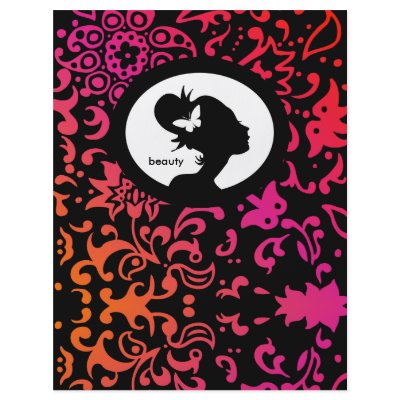 Flyer Salon Butterfly Woman Silhouette Colourful by spacards