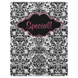 Flyer Salon Floral Damask Black White Pink