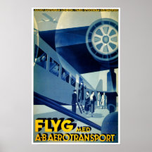 Flyg A-B Aero Transport Vintage Travel Ad Poster