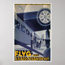FLYG Med A-B Aerotransport Vintage Travel Posters