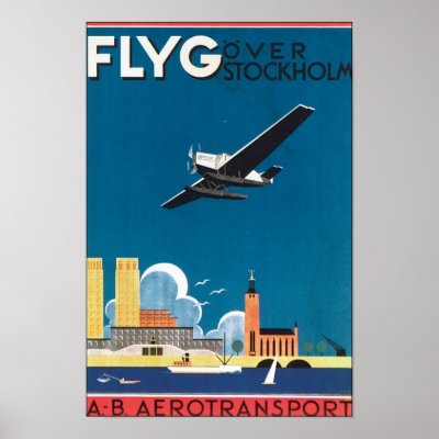 Flyg Over Stockholm, AB Aerotransport Posters by vintagegiftmall