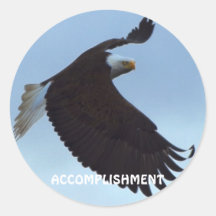 Flying Bald Eagle Motivational ACCOMPLISHMENT Round Sticker