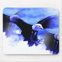 Flying Bald Eagle Mousepads