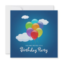Flying Balloons Birthday Party invitation