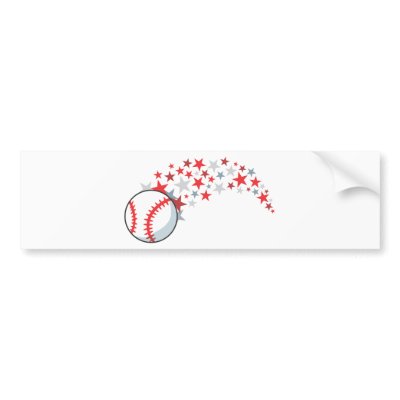 Flying Baseball with Stars Bumper Stickers by graphicdesigner