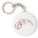 Flying Baseball with Stars Key Chain