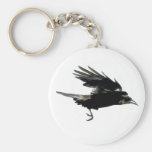 Flying Black Crow Wildlife Art Key Chain