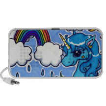 Flying Blue Unicorn with rainbow Travelling Speaker