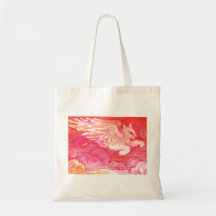 Flying Cat Amidst the Clouds Tote Bags